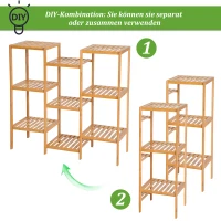 HOMCOM® Badregal Standregal Bambus Regal 9 Ablagen DIY(m-3)