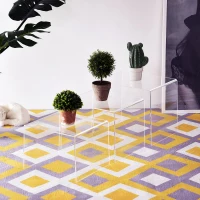 HOMCOM® Beistelltisch 3er-Set Couchtisch Satztisch Sofatisch Glastisch klar Acrylglas 32 x 30 x 24 cm/35 x 30 x 28 cm/38 x 30 x 32 cm(m-2)