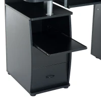 HOMCOM® Computertisch Schreibtisch mit Druckerablage PC Tisch Schwarz(m-5)