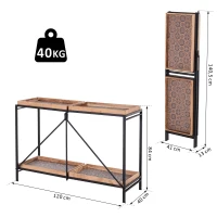 HOMCOM® Beistelltisch Couchtisch Konsolentisch Faltbar mit 4 Fächer Aufbewahrung Vintage-Muster MDF 120 x 40 x 84 cm(m-2)