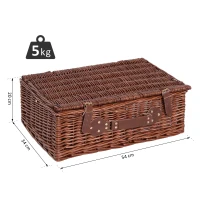 Outsunny® Picknickkorb für 4 Personen Picknickkoffer Picknickset mit Kühltasche Utensilien Glas Braun 54 x 34 x 20 cm(m-2)
