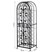 HOMCOM® Weinregal für 45 Flaschen Weinschrank Metall Schwarz(m-2)