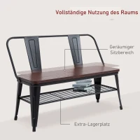 HOMCOM® 2-Sitzer Sitzbank Gartenbank Holzbank Bank Industriestil Metall Natur+Schwarz(m-6)
