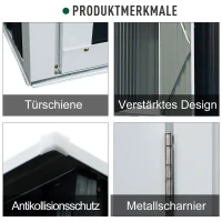 Outsunny® Gartenhaus Metallgerätehaus für den Außenbereich Tür Outdoor Stahl Grau(m-6)