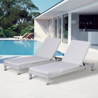 Outsunny® 2er-Set Sonnenliege Relaxliege Rückenlehne 5-stufig verstellbar mit Kissen Polyrattan 196 x 65 x 22 cm(m-2)