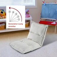 HOMCOM® Sitzkissen Relaxliege Liege Bodenkissen Sitzsack verstellbar mit Lehne Weiß(m-5)