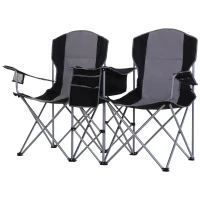 Outsunny® Doppel-Campingstuhl Klappstuhl mit Getränkehalter und Eisbeutel Armlehne Oxford(m-3)