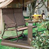 Outsunny Alu Hollywoodschaukel Gartenschaukel Pavillon Garten Schaukel 4 Person Tisch Braun(m-4)