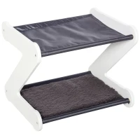 PawHut® Katzenbett zweistöckiges Katzenhaus in Z-Form Polyester E1-MDF Grau(m-1)