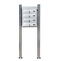 HOMCOM® Edelstahl Briefkasten Briefkastenanlage 4 Fächer(m-4)