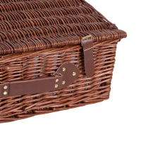 Outsunny® Picknickkorb für 4 Personen Picknickkoffer Picknickset mit Kühltasche Utensilien Glas Braun 54 x 34 x 20 cm(m-7)