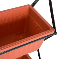 HOMCOM® Blumenkastenhalter Blumenkästen Ständer Metall Terracotta(m-6)