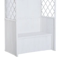 Outsunny® Laubenbank Philosophenbank mit Stauraum H225cm Weiß(m-6)