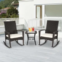 Outsunny® Schaukelstuhl Set Gartenmöbel 3-teilige Sitzgruppe 2 Stühle 1 Tisch Metall(m-2)