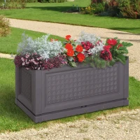 Outsunny® Hochbeet Gartenbeet Pflanzkasten Blumenkasten 2 Muster Abflusslöcher PP Kaffee 60 x 30 x 29 cm(m-1)