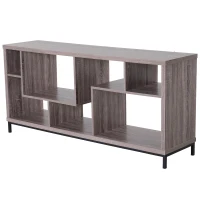 HOMCOM® Lowboard TV Schrank mit Viel Stauraum Spanplatte Hellbraun 152,5 x 39,5 x 71 cm(m-6)