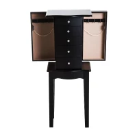 HOMCOM® Schmuckschrank mit Spiegel Schmuckkasten Holz Schwarz(m-4)