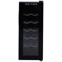 HOMCOM® Weinkühlschrank Freistehender Einzonen-Kühlschrank 12 Flaschen 11-18 °C ESG(m-4)