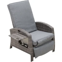 Outsunny® Rattanstuhl Liegestuhl Klapptisch Verstellbare Rückenlehne Fußstütze Metall(m-1)