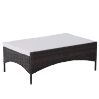 Outsunny® 2-tlg. Gartensofa Gartenmöbel Lounge Gartenset Rattanmöbel Braun Polyrattan 1 x Hocker mit Sonnendach(m-8)