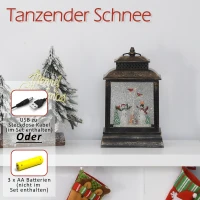 HOMCOM® Weihnachten Schneelaterne mit Schneemänner Musik Licht 6h Timer USB / Batterie(m-8)