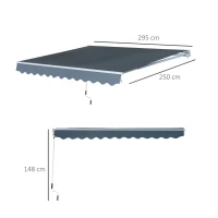 Outsunny® Markise Gelenkarmmarkise Sonnenschutz Grau 3,95x2,5m(m-3)
