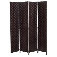 HOMCOM® Paravent Raumteiler 4 tlg. Trennwand Bambus Holz Braun(m-3)