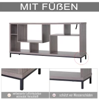 HOMCOM® Lowboard TV Schrank mit Viel Stauraum Spanplatte Hellbraun 152,5 x 39,5 x 71 cm(m-4)