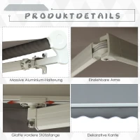 Outsunny® Markise mit Handkurbel Gelenkarmmarkise Elektrisch/Manuell Sonnenschutz Alu(m-6)