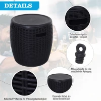 Outsunny® Beistelltisch Eiskübel Einsbehälter mit Deckel 45L Getränkekühler PP Schwarz(m-5)