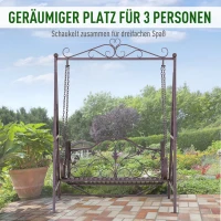 Outsunny® Hollywoodschaukel für 2 Personen Gartenschaukel mit Ablagen Stahl Braun(m-5)