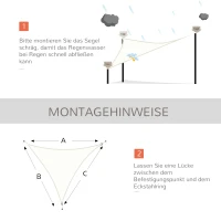 Outsunny® Sonnensegel Dreiecke Cream 3x3x3 m Polyester - wasserabweisend(m-7)