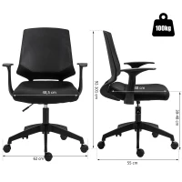 Vinsetto® Drehstuhl Bürostuhl Schreibtischstuhl rollbar höhenverstellbar ergonomisch gepolstert Schwarz 62 x 55 x (92–101) cm(m-2)