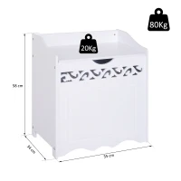 HOMCOM® Badschrank Wäschekorb Truhe Kiste Aufbewahrungsbox mit Deckel MDF Weiß 55 x 34 x 58 cm(m-2)