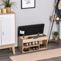 HOMCOM® Schuhbank Sitzbank Sitztruhe Eingangsbereich Diele PU Natur(m-7)