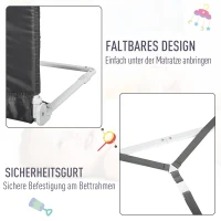 HOMCOM® Bettgitter 150 cm Bettschutzgitter Rausfallsschutz für Sicherheit faltbar Grau(m-7)
