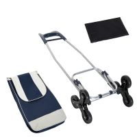 HOMCOM® Einkaufstrolley Einkaufsroller klappbar mit Treppensteiger Blau(m-4)