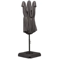 Outsunny® Doppelsonnenschirm mit Ständer Gartenschirm Marktschirm Terrasse Stahl Grau(m-4)