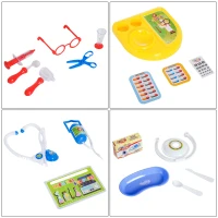 HOMCOM® Kinder Arztwagen Doktor Trolley Rollenspiel Blau(m-4)