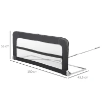 HOMCOM® Bettgitter 150 cm Bettschutzgitter Rausfallsschutz für Sicherheit faltbar Grau(m-3)