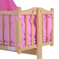 HOMCOM Babywiege Babybettset Schaukelwiege mit Bettwäsche pink(m-5)