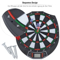 HOMCOM® Elektronische Dartscheibe Dartboard soft Dart inkl. 6 Pfeile(m-3)
