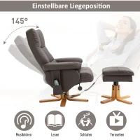 HOMCOM® Massagesessel mit Fußhocker und Heizfunktion | Relaxsessel | Braun | 80 x 86 x 99 cm(m-6)