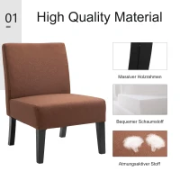 HOMCOM® Esszimmerstuhl Küchenstuhl mit hoher Rückenlehne Polyester Braun(m-6)