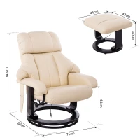 HOMCOM Massagesessel Fernsehsessel Sessel mit Hocker Massage mit Wärmefunktion und Vibration Beige(m-3)