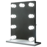 HOMCOM® Kosmetikspiegel mit 9 LED-Leuchten Schminkspiegel Tischspiegel Aluminium(m-9)