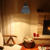 HOMCOM® Vintage Deckenlampe | Hängelampe | 40 W | Metall | ∅30 x H35 cm | Weiß(m-3)