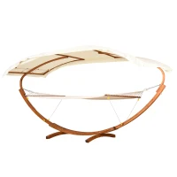 Outsunny® hängemattengestell holz Hängematte mit Gestell Sonnenliege Gartenliege Sonnendach Lärche 180kg(m-6)