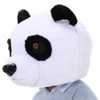 HOMCOM® Panda Tierkopfmaske | Einheitsgröße | Kostüm | Polyester | 44 x 40 x 36 cm | Weiß, Schwarz(m-2)