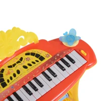 HOMCOM Kinder Mini-Klavier MP3 inkl. Hocker 32 Tasten gelb(m-5)